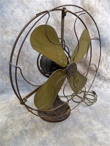 General Electric Fan Type AOU Form ABI 16 Inch Brass Blades Vintage Working