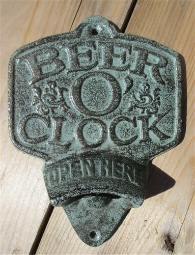 7 Beer O'Clock Wall Mount Bottle Openers, Cast Iron Beer Opener, Rustic Opener,
