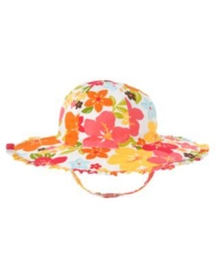 GYMBOREE ALOHA SUNSHINE WHITE w/ FLOWERS SUN HAT 0 12 24 2T 3T 4T 5T NWT 