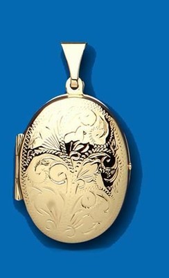 MARKENLOS 9CT GELBGOLD GRAVIERT OVAL MEDAILLON