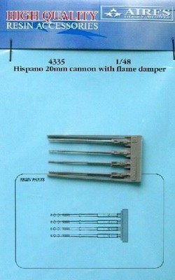 Aires Hobby 1/48 Hispano 20MM Canons avec / Flamme Clapet 4 D 4335