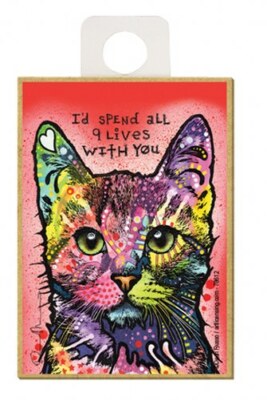I'd spend all 9 lives with you Cat Vibrant Pop Art Fridge Magnet 2.5x3.5 NEW A70