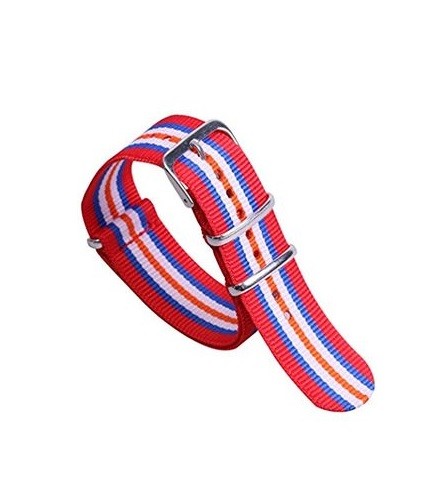 Cinturino In Nylon Universale Ricambio Orologio Larghezza 20mm Rosso Blu Bia lac