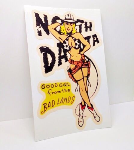 NORTH DAKOTA Pinup Vintage Style Travel DECAL,Vinyl Sticker,Luggage Label pin up