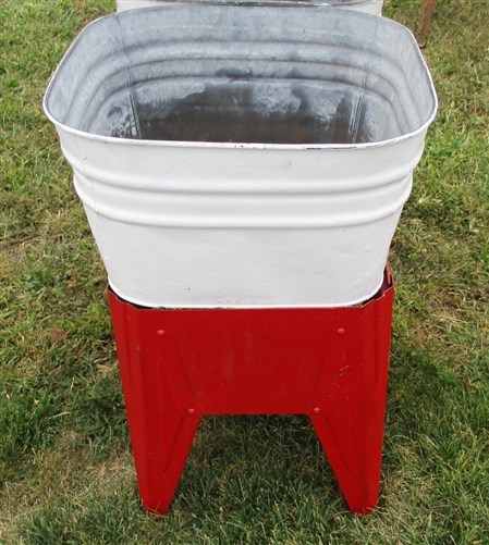 Wheeling Galvanized Double Wash Tub Beer Cooler Flower Pot Plant Stand Bucket N