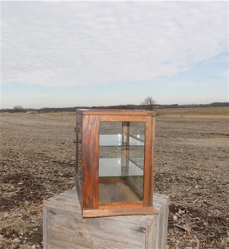 Wooden Framed Glass Vintage Showcase Country General Store Counter Top Display M