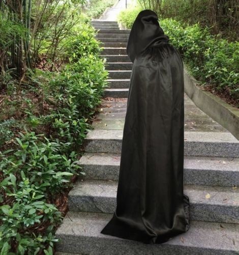 Black Death Cape Manteau Robe Halloween Vampire Sorcière Magicienne Déguisement