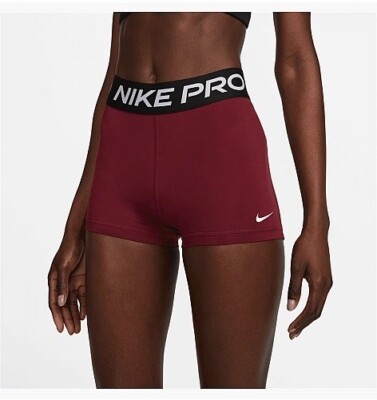 NEW Women's Size M Nike Pro 3'' Shorts Maroon Workout Biker Dri-Fit Tights Gym