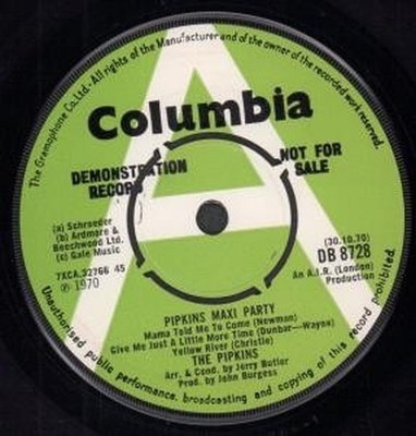 Pipkins Maxi Party 7" Vinyle UK Columbia 1970 Démo DB8728