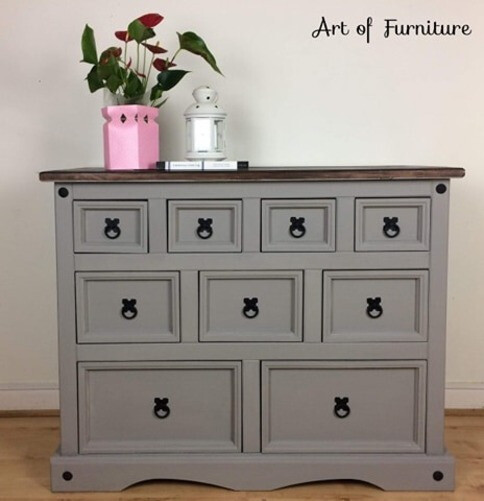 Vintage Rustic Pine Mexican Corona Chest Of Drawers Hand