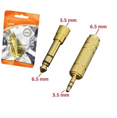 Set 2 Adattatori Convertitori Metallo Audio Da Jack 3,5mm A 6,5mm Linq A2-637