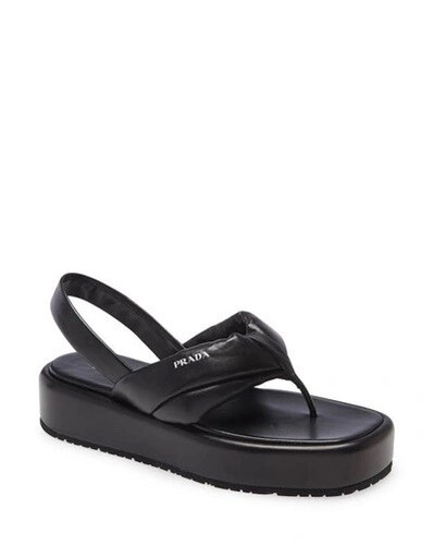 サンダル・ミュール PRADA Black Leather Sandals PRADA＊Soft padded nappa leather sandals サンダル＊送料込