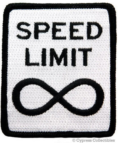 SPEED LIMIT INFINITY PATCH - HIGHWAY ROAD SIGN embroidered iron-on FUNNY GIFT