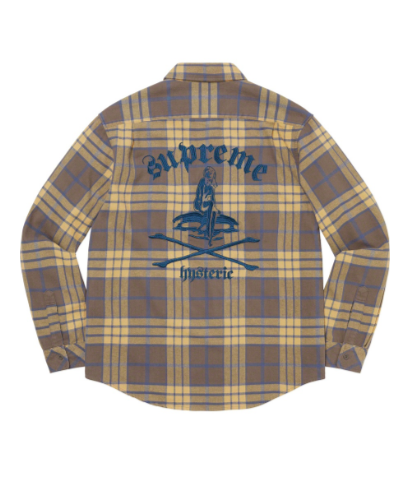 Supreme Hysteric Glamour Plaid Flannel Shirt Brown Blue Medium New