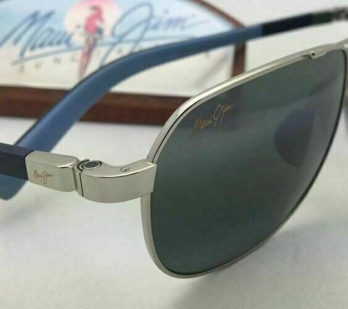 Pre-owned Maui Jim Guardrails Sunglasses Mj 327-17 Silver Frame With Polarized Grey Lenses In Gray