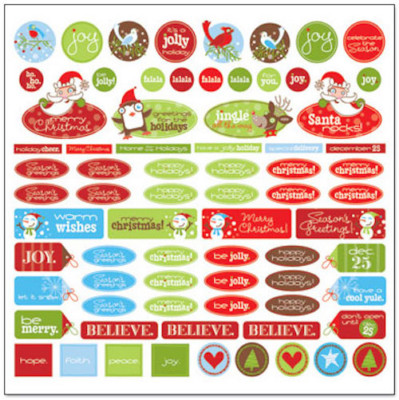 Creative Imaginations 12'' x 12'' Scrapbook Stickers BE MERRY GREETINGS