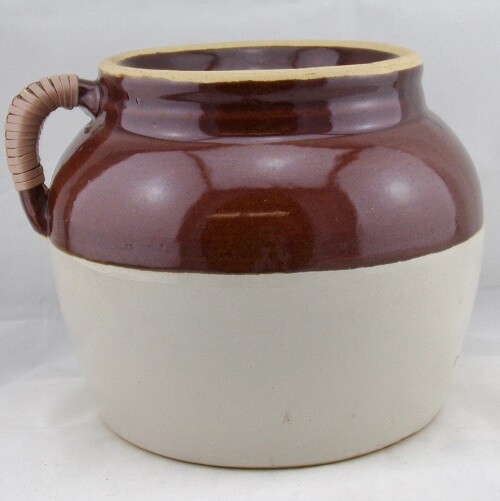Vintage Robinson Ransbottom Bean Pot Blue Crown 3-Qt Crock w/Laced Handle