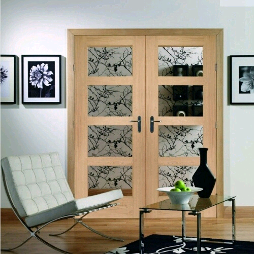 Internal Oak double doors glazed shaker XL joinery in Halifax, West