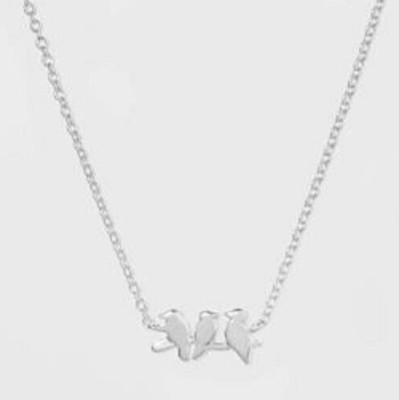 Sterling Silver 3 Bird on Branch Dainty Chain Necklace Friendship/Friends 925