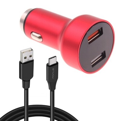 For Nokia C300/C110 24W Fast Car Charger 2-Port 6ft USB-C Cable DC Socket Power