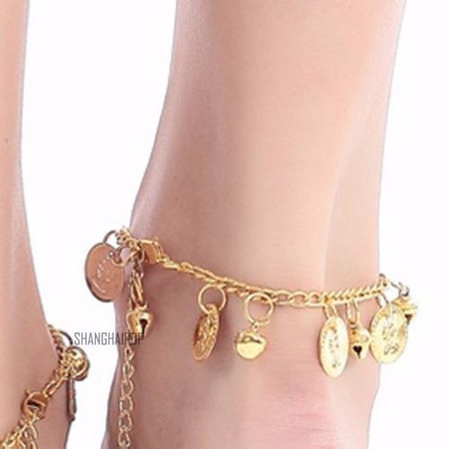 2-x-belly-indian-dance-coin-anklet-foot-ankle-chain-cuff-bracelet-gypsy-gold-new