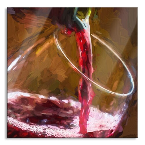 Vin Rouge Einschenken Photo CarrÃ© En Verre VÃ©Ritable, Avec Support Mural