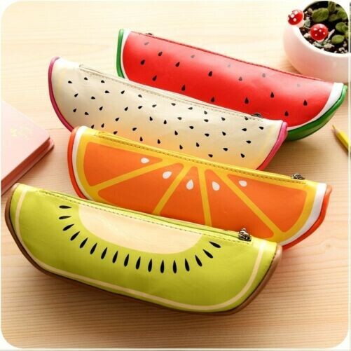 Cute Kawaii Fruit Pen Pencil Case Bag Stationery Kiwi Food Girl Student Novelty