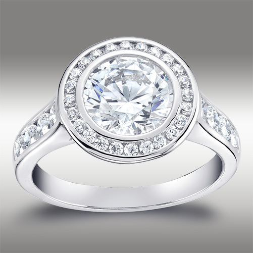 Pre-owned Arista Jewels 3.06 Ct Brilliant Round Cut Halo Lab Engagement Ring With Band 14k White Gold In White/colorless