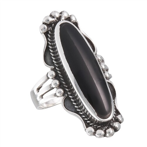 Sterling Silver Long Oval Black Onyx Ring Free Gift Packaging Ebay