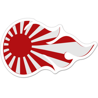 Japanese Fire Rising Sun Japan Styling Flames car bumper sticker decal 6'' x 4''