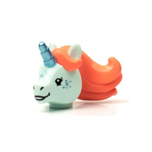 LEGO - Minifig, Head, Modified Unicorn w/ Metallic Blue Horn