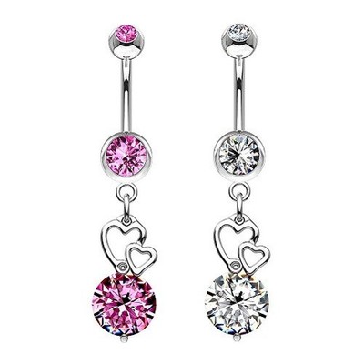 Bauchnabelpiercing Banane Schmuck Stecker mit Herzen Anhänger XL Zirkonia