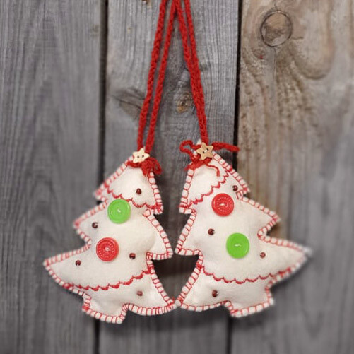 Design Stoff-Baumschmuck Weihnachtsbaum 2 tlg Weihnachten Baumschmuck Handarbeit