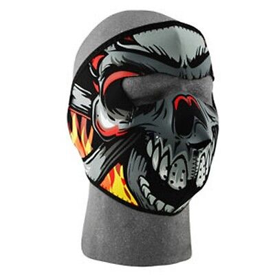 Lethal Threat Flame Skull Full Face Neoprene Face Mask Biker Reverses Black ATV