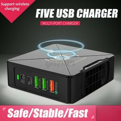 5 Port 3.0 Schnell Laden USB Handy Auto Ladegerät Adapter LED Display Lade DH
