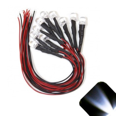 50 x Pre Wired 12v 10mm Cool Clear White LEDs Prewired 12 volt LED 11v 13v 14v 1