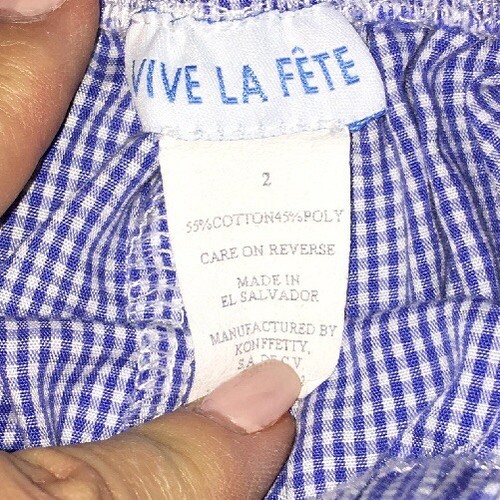Vive La Fete Blue Mini Check Gingham Cargo Shorts BOYS SIZE 2