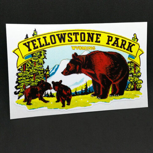YELLOWSTONE PARK Wyoming DECAL, Vintage Style Travel STICKER, Label, Bears