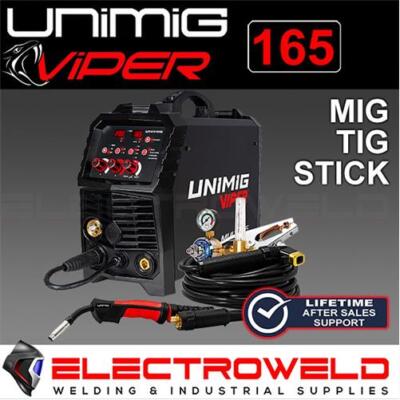 UNIMIG VIPER Multi 165 Mig Tig Stick Welder +Torch, Gas Gasless Synergic U11006K
