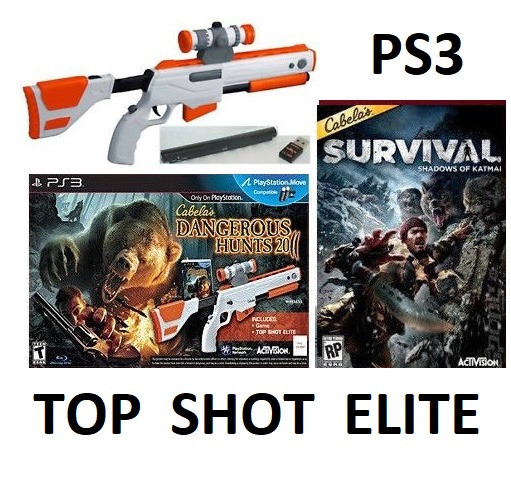 PS3 Top Shot Elite Cabelas Rifle Gun + 2 Games Bundle in Wathupon