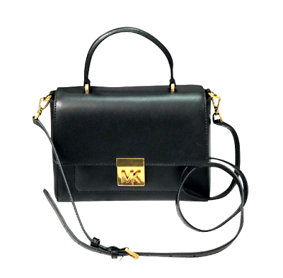 MICHAEL KORS Mindy Convertible Satchel Crossbody Leather Bag Medium BLACK