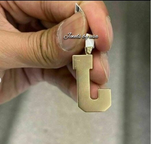 Pre-owned Nsg Real Iced D/vvs Moissanite Customize Any Initial Letter Charm Pendant 925 Silver In White