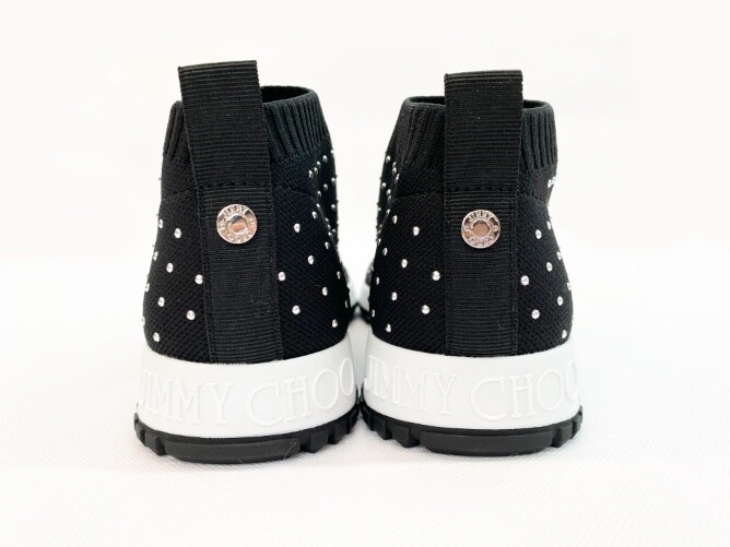 Pre-owned Jimmy Choo Authentic  Norway Sock Sneakers, Black Micro Studs, Retail $950