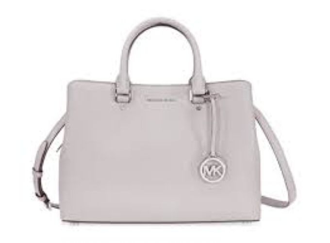 Michael Kors 30S6SS7S3L Savannah Medium Leather Satchel - Pearl Grey New