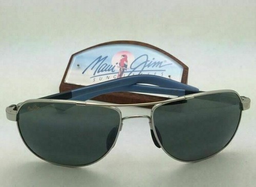 Pre-owned Maui Jim Guardrails Sunglasses Mj 327-17 Silver Frame With Polarized Grey Lenses In Gray