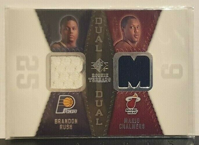 2008-09 SP Rookie Threads Brandon Rush / Mario Chalmers Dual Jersey card . rookie card picture