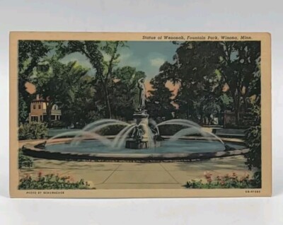 Statue of Wenonah, Fountain Park, Winona, Minnesota MN Postcard Unposted