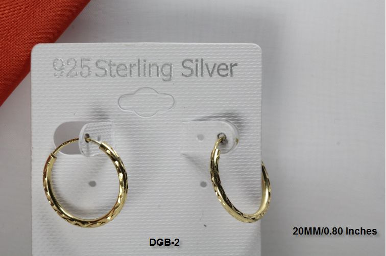 CLASSY 20MM BRAND NEW GOLD PLATED STERLING SILVER 925 FACETED HOOP EARRINGS