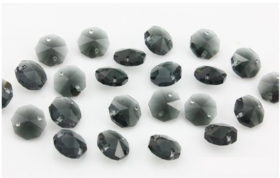 50 PCS 14mm Transparent black Crystal Octagonal beads Decoration Crystal parts