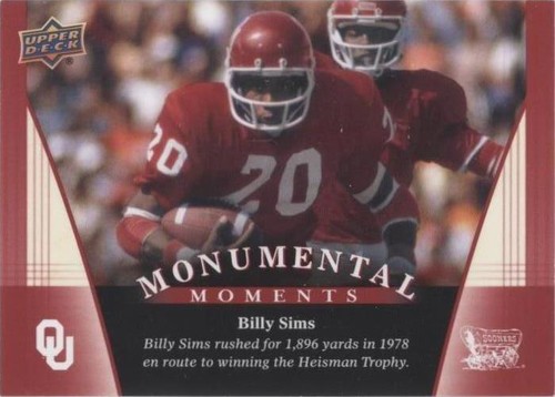 2011 Upper Deck University of Oklahoma Billy Sims #85